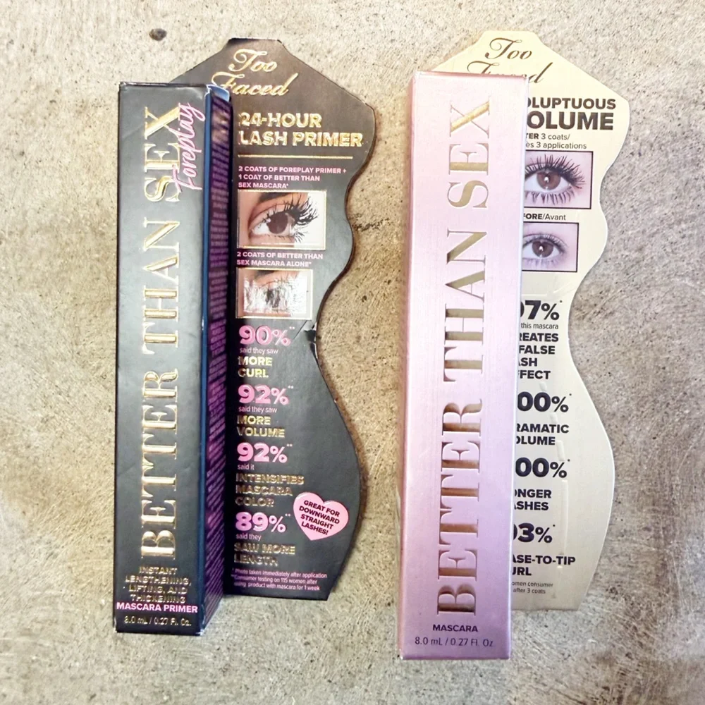NIB TOO FACED Better Than Sex Mascara Bundle Primer and Black Mascara